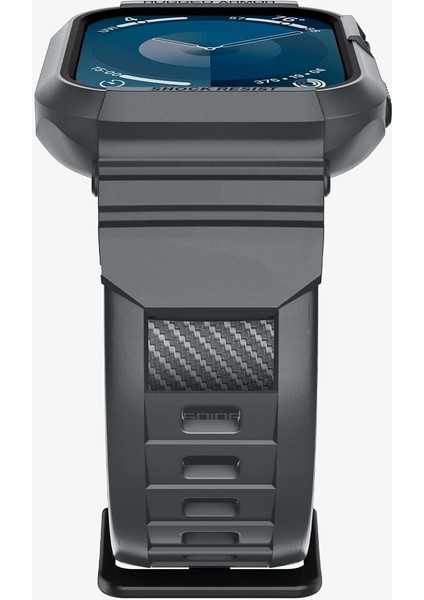 Apple Watch 45mm (Seri 9/8/7) Kılıf & Kordon Kayış Rugged Armor Pro Dark Gray - ACS07387
