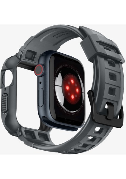 Apple Watch 45mm (Seri 9/8/7) Kılıf & Kordon Kayış Rugged Armor Pro Dark Gray - ACS07387