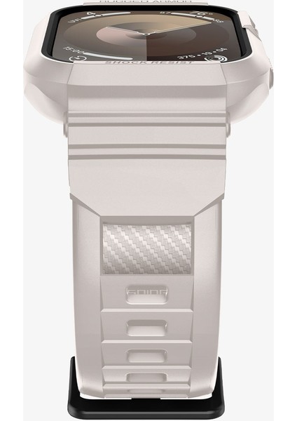 Apple Watch 45mm (Seri 9/8/7) Kılıf & Kordon Kayış Rugged Armor Pro Dune Beige - ACS07386