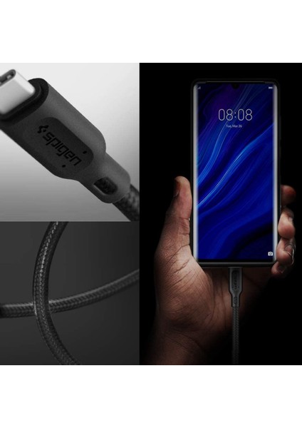 USB-C to USB-C 1 Metre Kevlar Kablo 100W Güç / PPS 2.0 Super Hızlı Şarj / Data Type-C Kurşun Geçirmez Örgü Ekstra Dayanıklı DuraSync C10C3 Black - 000CA25705