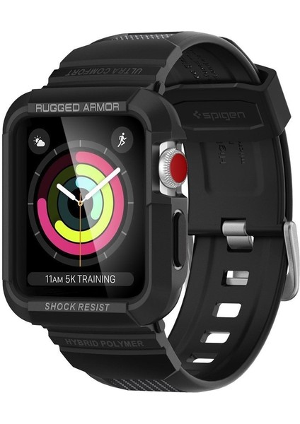 Apple Watch 42mm (Seri 3/2/1) Kılıf & Kordon Kayış Rugged Armor Pro Black - 059CS22408