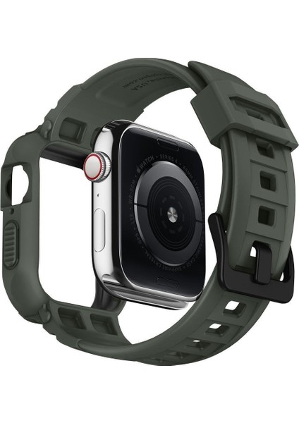 Apple Watch 45mm (Seri 9/8/7) Kılıf & Kordon Kayış Rugged Armor Pro Military Green - 062CS26016