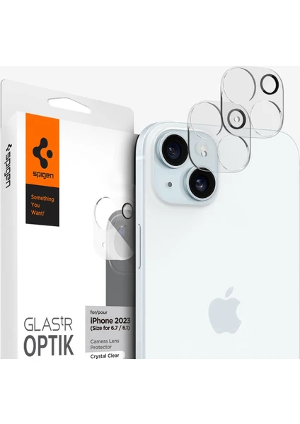 iPhone 15 / 15 Plus / 14 / 14 Plus Kamera Lens Camı Koruyucu Glas.tR Optik (2 Adet) Crystal Clear - AGL06916