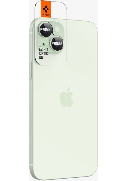 iPhone 15 / 15 Plus / 14 / 14 Plus Kamera Lens Camı Koruyucu Kolay Kurulum GLAS.tR EZ Fit Optik Pro (2 Adet) Green - AGL07169