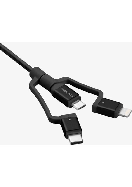 Essential 3in1 Lightning + USB-C + Micro USB (1.5 Metre) MFI Lisanslı Dayanıklı Naylon Örgü Şarj/Data Kablosu C10i3 Black - 000CB22774