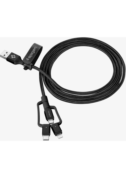 Essential 3in1 Lightning + USB-C + Micro USB (1.5 Metre) MFI Lisanslı Dayanıklı Naylon Örgü Şarj/Data Kablosu C10i3 Black - 000CB22774