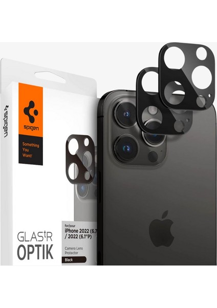 iPhone 16 Pro Max / 16 Pro / 15 Pro Max / 15 Pro / 14 Pro Max / 14 Pro Kamera Lens Camı Koruyucu Glas.tR Optik (2 Adet) Black - AGL05273