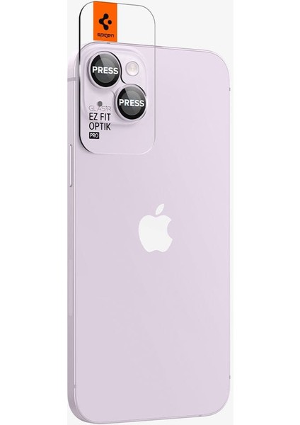 iPhone 15 / 15 Plus / 14 / 14 Plus Kamera Lens Camı Koruyucu Glas.tR EZ Fit Optik Pro (2 Adet) Purple - AGL05603