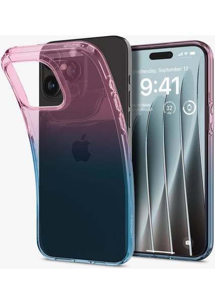 iPhone 15 Pro Kılıf Liquid Crystal 4 Tarafı Tam Koruma Gradation Pink - ACS06700