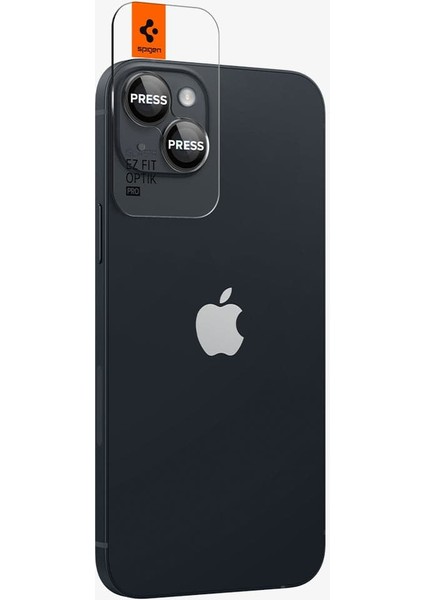 iPhone 15 / 15 Plus / 14 / 14 Plus Kamera Lens Camı Koruyucu Glas.tR EZ Fit Optik Pro (2 Adet) Black - AGL05213