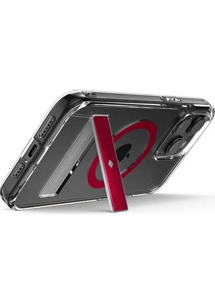 Caseology iPhone 15 Pro Kılıf Capella Mag MagSafe özellikli Kickstand Clear Red - ACS07090