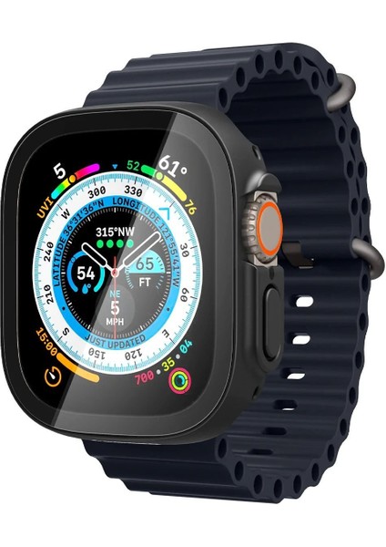 Apple Watch 49mm (Ultra 2/1) Kılıf Thin Fit 360 + Cam Ekran Koruyucu Black - ACS05558