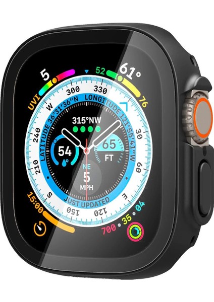 Apple Watch 49mm (Ultra 2/1) Kılıf Thin Fit 360 + Cam Ekran Koruyucu Black - ACS05558