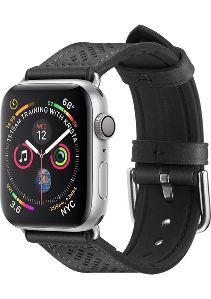 Apple Watch 49mm Ultra Seri 3/2/1 - 46mm Seri 11/10 - 45mm Seri 9/8/7 - 44mm Seri SE3/SE2/SE/6/5/4 ile Uyumlu Kordon Kayış Band Retro Fit Black - 062MP25079