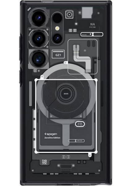 Galaxy S24 Ultra ile uyumlu Kılıf Ultra Hybrid OneTap Metal Ring MagFit Zero One - ACS07298