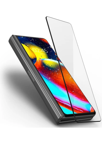 Galaxy Z Fold 3 Cam Ekran Koruyucu Glas.tR Full Cover (1 Adet) + Hinge Film (1 Adet) Black - AGL03732