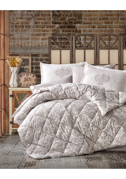 Ranforce Pamuk Çift Kişilik Yorgan Sade Bej V2