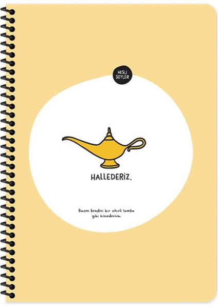 Hisli Şeyler A4 Çizgili Spiralli Stickerli Defter Hallederiz