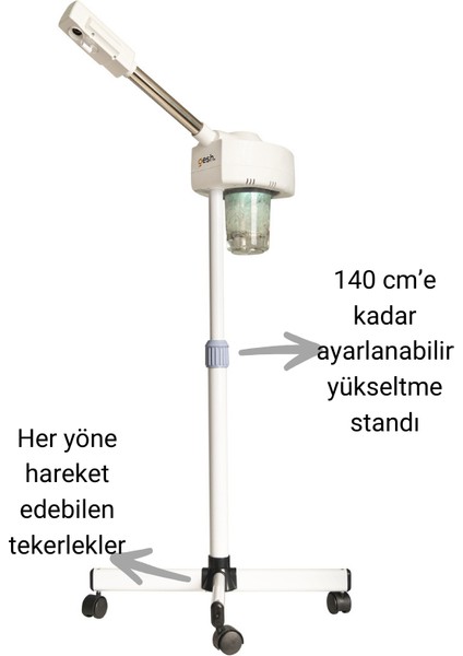 DT-318 Sıcak Buhar Ozonlu Yüz Buhar Makinesi Vapozon - Ayaklı - Profesyonel Cilt Bakımı