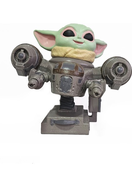 Baby Yoda Uzay Araçlı 15 cm Heykel Büst 12K Detaylı Reçine (Plastik Değildir)