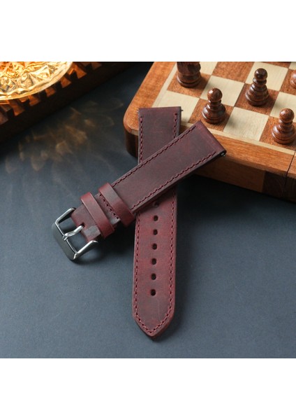 Hakiki Deri Saat Kordonu Bordo( 20MM ) Klasik Saat Kayışı Omega Nacar Seiko Tudor Citizen Lacoste Casio Fossil Calvin Klein Armani Tissot Deri Kayış