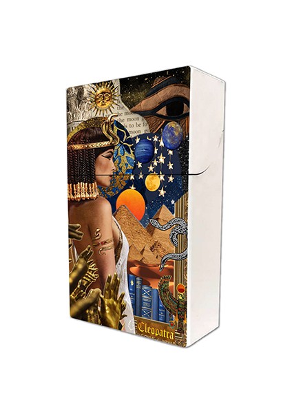 Cleopatra Baskılı Kişiye Özel Isimli Sigara Tabakası ve Kaydırmalı Çakmak Hediye Seti