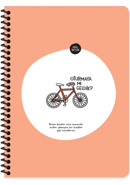 Hisli Şeyler Çizgili Spiralli Stickerli Defter Oturmaya Mı Geldik? 16 5 x 22 5