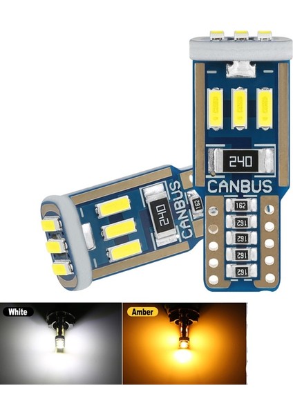 Dekoratif LED Ampul T10-15SMD 4014 Canbus 12V Çift Beyaz / LAAM862