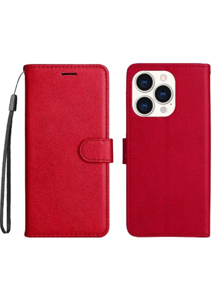 Iphone 14 Için Flip Case Pro Klasik Düz Renk Iş Cüzdan Telefon Kılıfı (Yurt Dışından)