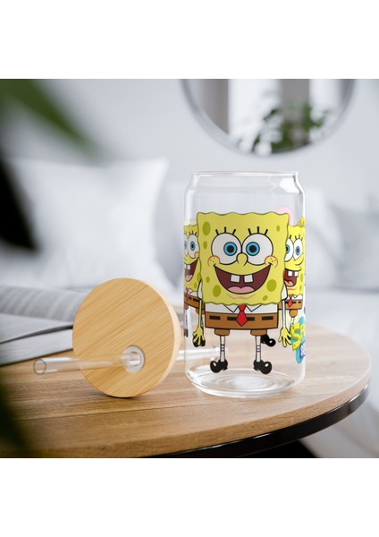 Desenli Pipetli Kavanoz Bardak