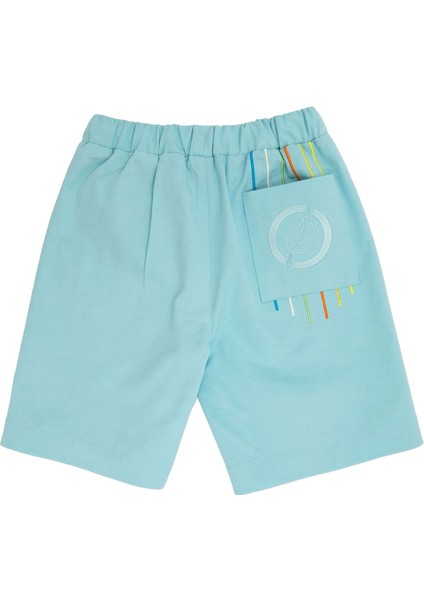 Organik Kanvas Nakışlı Açık Mavi Yazlık Erkek Çocuk Şort fırsatları