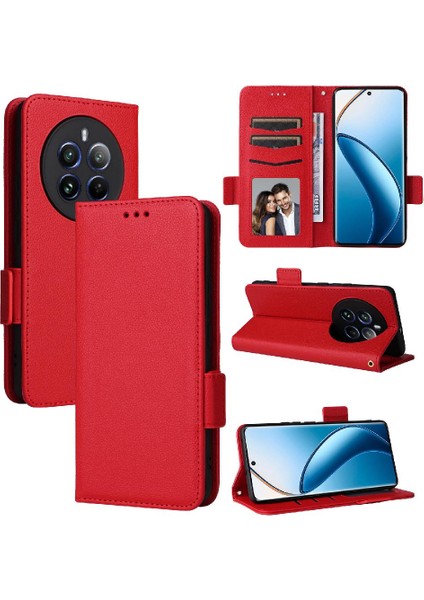 Realme 12 Pro Artı Yan Toka Pu Deri Cüzdan Kart Yuvaları Için Kılıf (Yurt Dışından)