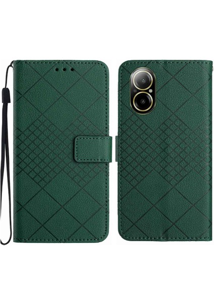 Realme C67 4g Kart Yuvası Için Flip Case Standı Cüzdan Pu Deri Elmas ile (Yurt Dışından)