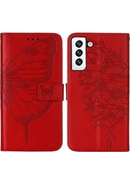 Samsung Galaxy S22 5g Kabartma Kelebek Premium Deri Flip Case (Yurt Dışından)