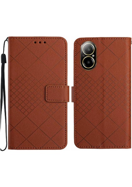 Realme C67 4g Kart Yuvası Için Flip Case Standı Cüzdan Pu Deri Elmas ile (Yurt Dışından)