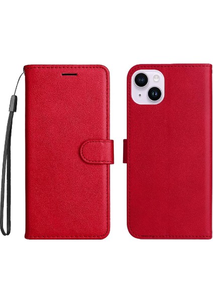 Iphone 15 Için Flip Case Artı Klasik Düz Renk Iş Cüzdan Telefon (Yurt Dışından)