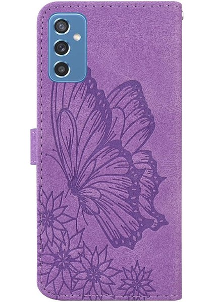 Samsung Galaxy M52 5g Için Kılıf Kart Yuvası Standı Deri ile Büyük Kelebek (Yurt Dışından)