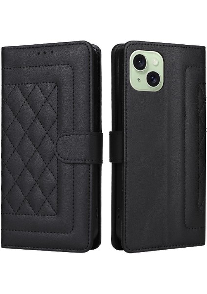Iphone 15 Için Flip Case Artı Basit Iş Deri Kılıf Kapak Çevirin (Yurt Dışından)