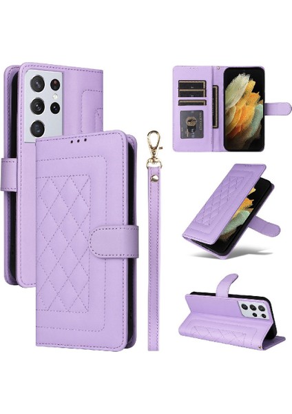 Samsung Galaxy S21 Ultra Darbeye Deri Kılıf Için Flip Case Basit (Yurt Dışından)