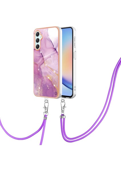 Samsung Galaxy A24 Anti-Scratch Yumuşak Mermer Tampon Crossbody Için Kılıf (Yurt Dışından)