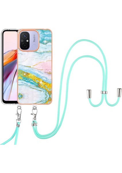 Xiaomi Redmi Için 12C Mermer Tampon Crossbody Kordon Askısı Yumuşak (Yurt Dışından)