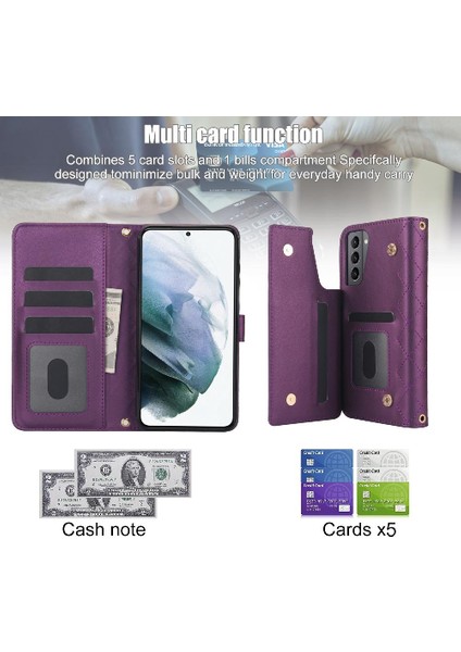 Samsung Galaxy S23 Fe Crossbody Tarzı 5 Kart Yuvaları ile Deri (Yurt Dışından)