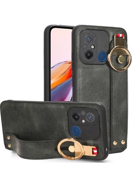 Xiaomi Redmi 12C Uyumluluk Bilek Kayışı Premium Pu Deri Için Kılıf (Yurt Dışından)