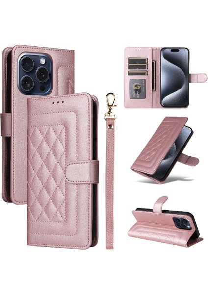 Iphone 15 Için Flip Case Pro Cüzdan Kapak Çevirin Deri Kılıf Basit Iş (Yurt Dışından)