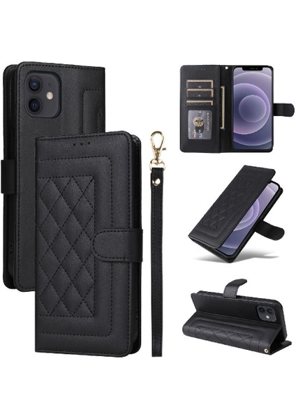 Iphone 12 Için Flip Case Deri Kılıf Darbeye Basit Iş Çevirme (Yurt Dışından)