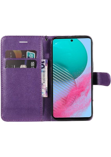 Kart Yuvası ile Samsung Galaxy M54 Için Flip Case Klasik Düz Renk Yüksek (Yurt Dışından)