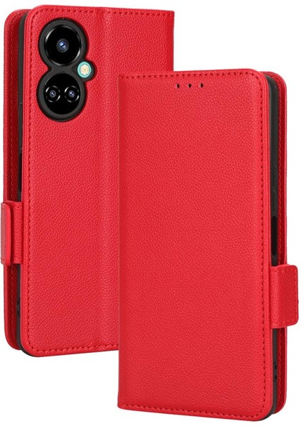 Tecno Camon 19 Cüzdan Kart Yuvaları Için Kılıf Tutucu Pu Deri Yan Toka (Yurt Dışından)