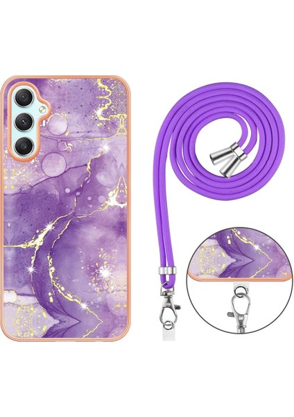 Samsung Galaxy A24 Anti-Scratch Yumuşak Mermer Tampon Crossbody Için Kılıf (Yurt Dışından)