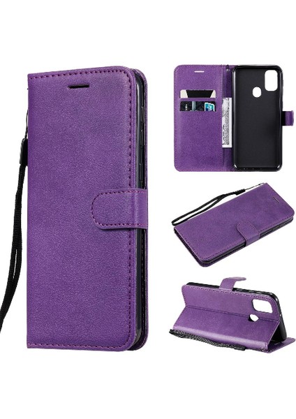 Samsung Galaxy M30S Için Flip Case Klasik Katı Renk Kart Yuvası ile Yüksek (Yurt Dışından)