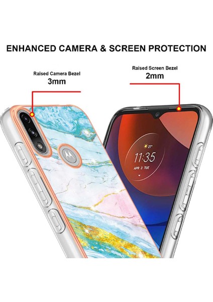 Motorola Moto E7 Güç Yumuşak Tampon Mermer Desen Ince Tpu Için Kılıf (Yurt Dışından) modelleri